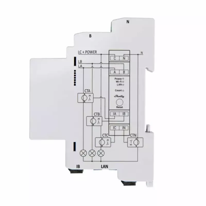 Shelly Pro 3EM energiakulu arvesti AC 120 A 50-60 Hz