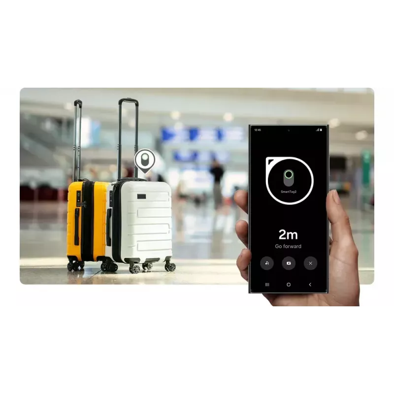 Jälgimisseade Samsung Galaxy SmartTag2 — Bluetooth-jälgija, CR2032 aku, kuni 12 000 h, 13,75 g, 28,8×52,4 mm, 1 tk