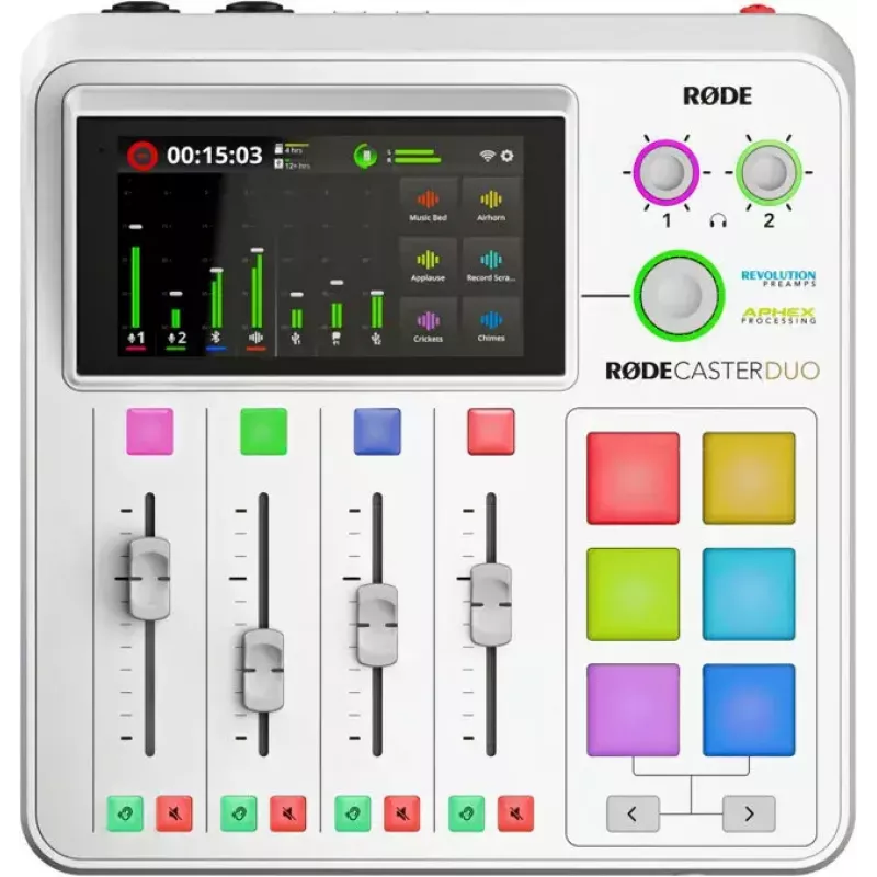 Audio interface Rode RodeCaster Duo valge — 2-kanaline USB podcastimise konsool mikseri ja eelvõimenditega