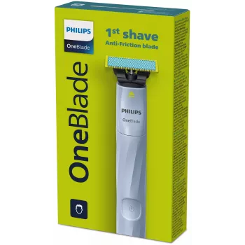 Fooliumpardel Philips Norelco OneBlade QP1324/20 — juhtmevaba sinine fooliumpardel, 30 min tööaeg, USB laadimine, pestav, kontuure järgiv