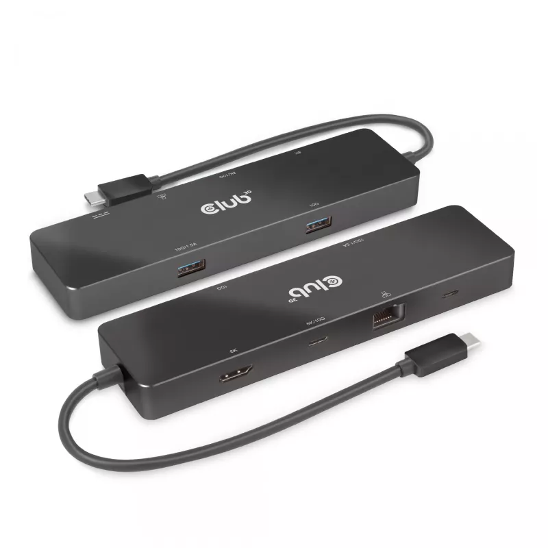 CLUB3D USB3.2 Gen2 USB-C, 6-in-1 kahe ekraaniga kaasaskantav dokk koos USB USB-C Video 4K60Hz