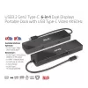 CLUB3D USB3.2 Gen2 USB-C, 6-in-1 kahe ekraaniga kaasaskantav dokk koos USB USB-C Video 4K60Hz