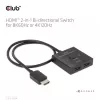 CLUB3D HDMI 2-in-1 kahesuunaline lüliti 8K60Hz 4K120Hz CSV-1384