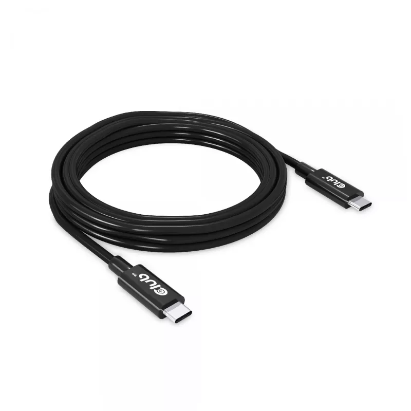 CLUB3D USB4 Gen3x2 USB-C kahesuunaline kaabel 8K60Hz või 4K120Hz, andmed 40Gbps, PD 240W(48V/5A) EPR M/M 3m / 9.84ft