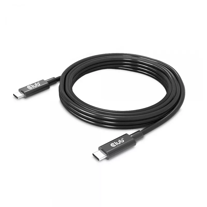 CLUB3D USB4 Gen3x2 USB-C kahesuunaline kaabel 8K60Hz või 4K120Hz, andmed 40Gbps, PD 240W(48V/5A) EPR M/M 3m / 9.84ft