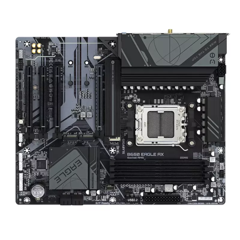 Emaplaat GIGABYTE B650 EAGLE AX ATX, AMD B650 kiibistik, Socket AM5, DDR5, 4x DIMM, 256GB, Wi‑Fi 6E, Bluetooth 5.3