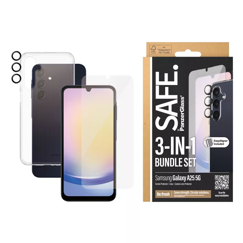 PanzerGlass SAFE. by ® 3-in-1 kaitsekomplekt Samsung Galaxy A25 5G