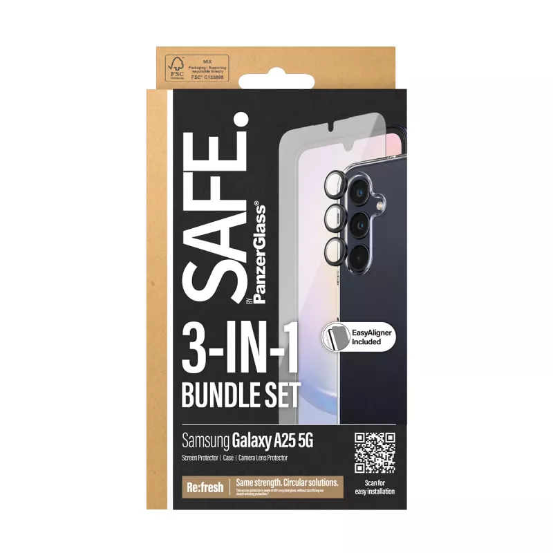 PanzerGlass SAFE. by ® 3-in-1 kaitsekomplekt Samsung Galaxy A25 5G