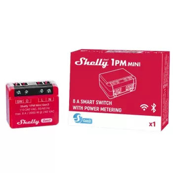 Nutikas lüliti Shelly 1PM Mini Gen3 1P Traadita 110-240V