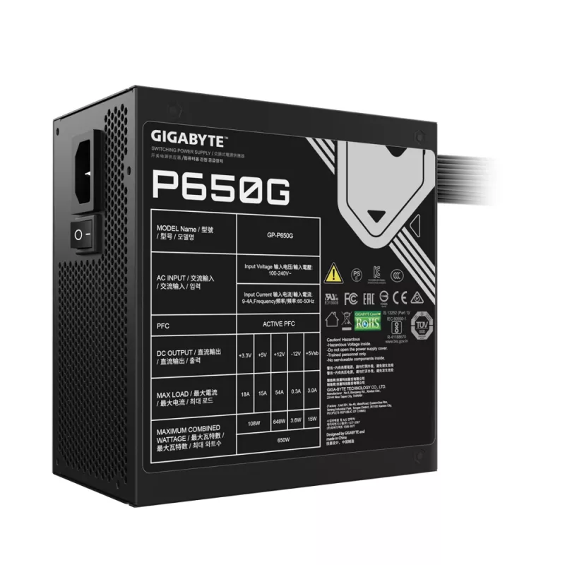 GIGABYTE GP-P650G toiteplokk 650 W 20+4 pin ATX ATX must
