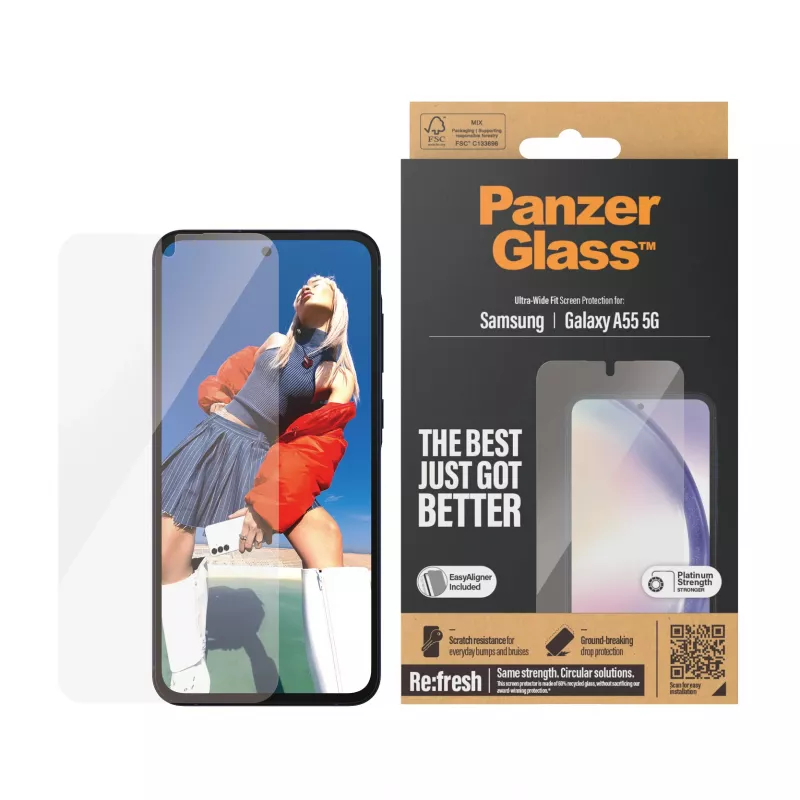 PanzerGlass ® Ekraanikaitse Samsung Galaxy A55 5G | Ultra-Wide Fit koos EasyAligneriga