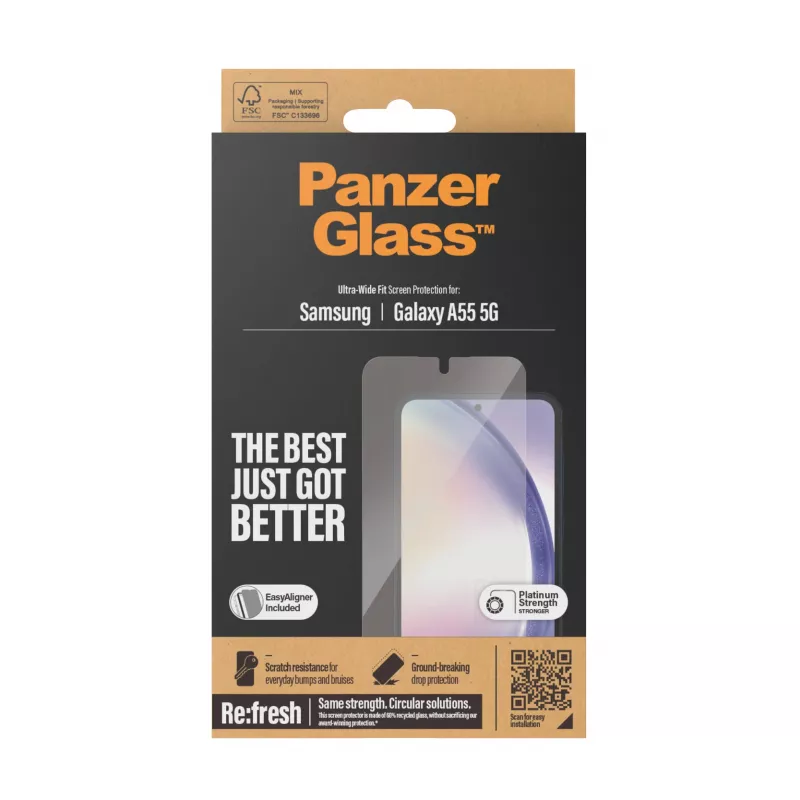 PanzerGlass ® Ekraanikaitse Samsung Galaxy A55 5G | Ultra-Wide Fit koos EasyAligneriga