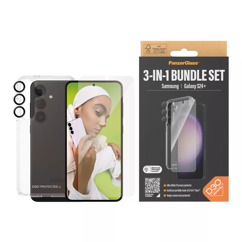 PanzerGlass ® 3-in-1 kaitsekomplekt Samsung Galaxy S24+ | Ultra-Wide Fit koos EasyAligneriga