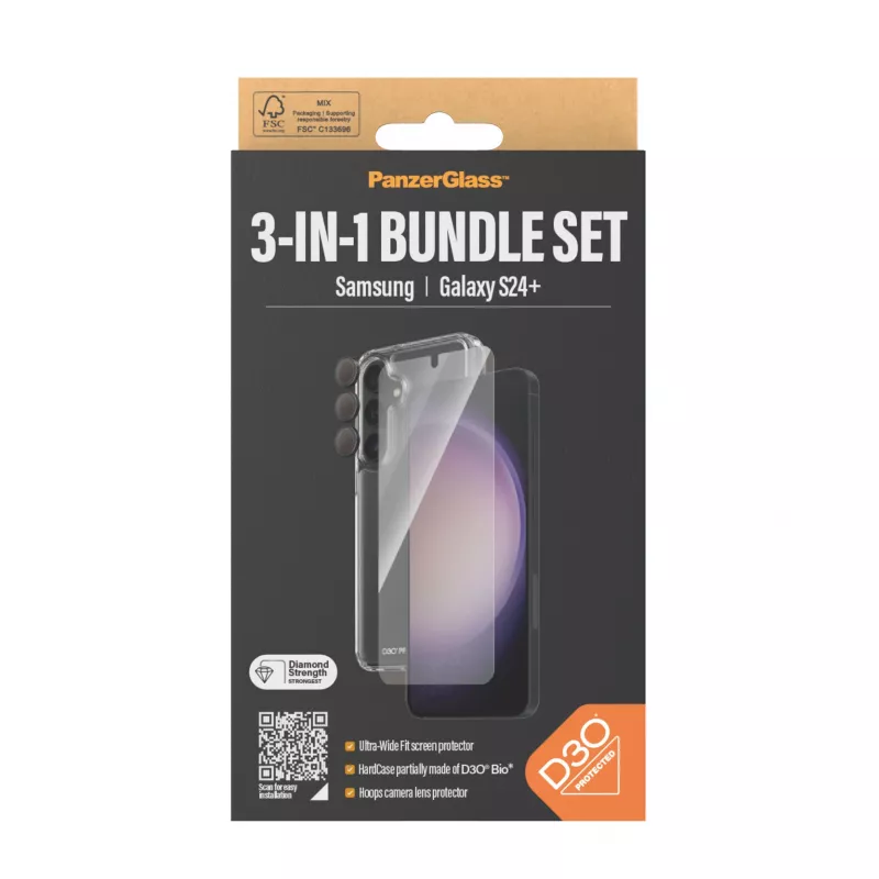 PanzerGlass ® 3-in-1 kaitsekomplekt Samsung Galaxy S24+ | Ultra-Wide Fit koos EasyAligneriga