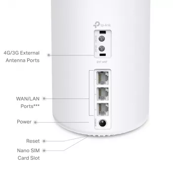 TP-Link 4G+ AX1500 kogu kodu Mesh WiFi 6 lüüs, valge, sisemine, Mesh ruuter, 190 m², kaheriba (2,4 GHz / 5 GHz), Wi-Fi 6 (802.11ax)