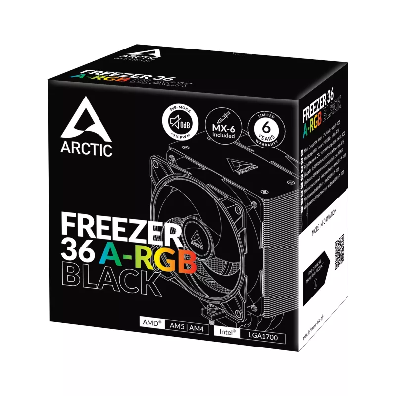 ARCTIC Freezer 36 A-RGB (Must) Mitmekülgne torn-CPU-jahuti A-RGB-ga