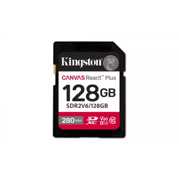 Kingston Technology 128GB Canvas React Plus SDXC UHS-II 280R/100W U3 V60 Full HD/4K jaoks