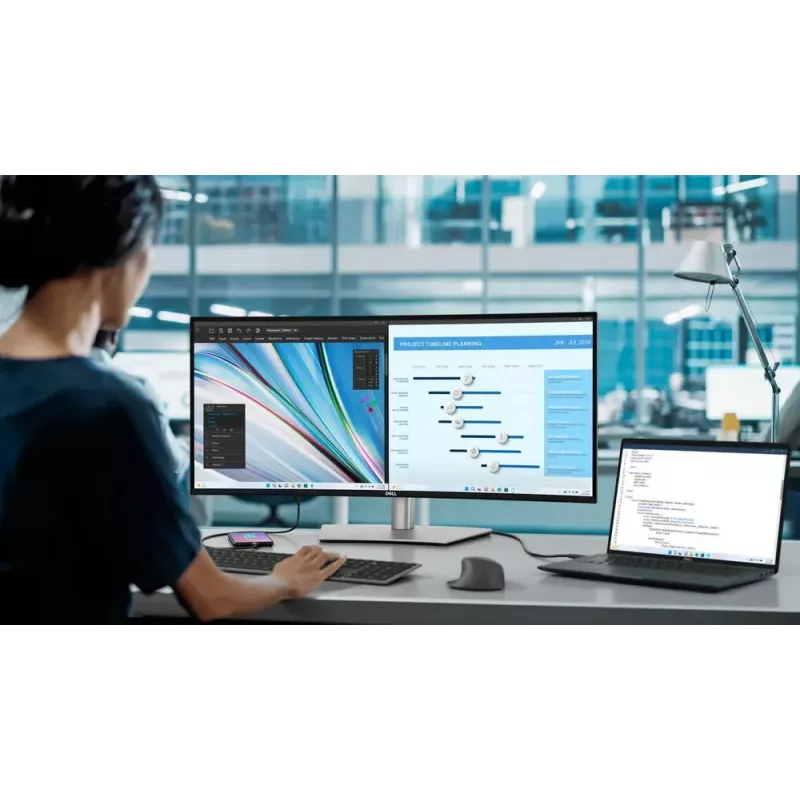 DELL UltraSharp U3425WE arvutimonitor 86,7 cm (34,1 tolli) 3440 x 1440 pikslit Wide Quad HD LCD must, hõbedane