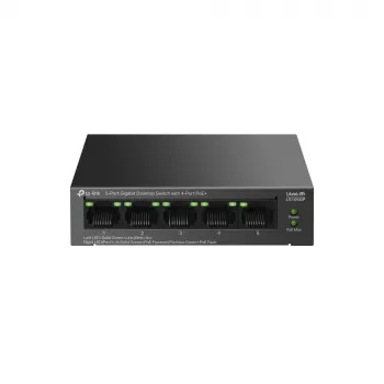 TP-LINK LiteWave 5-pordiline Gigabit lauakommutaator 4-pordilise PoE+-ga (5x Gigabit, 4 PoE+, 65 W PoE eelarve)