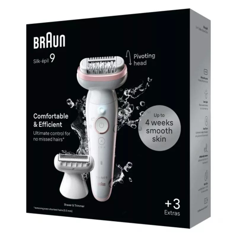 Braun Silk-epil 9 9-030 epilaator, 40 pintsetti, valge