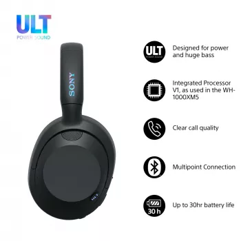 Peakomplekt Sony ULT WEAR monoauralne USB/Bluetooth 5.2, ANC, 30–50 h aku, 3,5 mm, USB‑C laadimine, 255 g