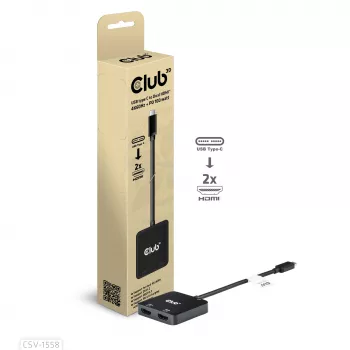 CLUB3D USB-C® jaotur kahele HDMI™ 4K60Hz M/F+PD3.0 100 W