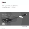CLUB3D USB-C® jaotur kahele HDMI™ 4K60Hz M/F+PD3.0 100 W