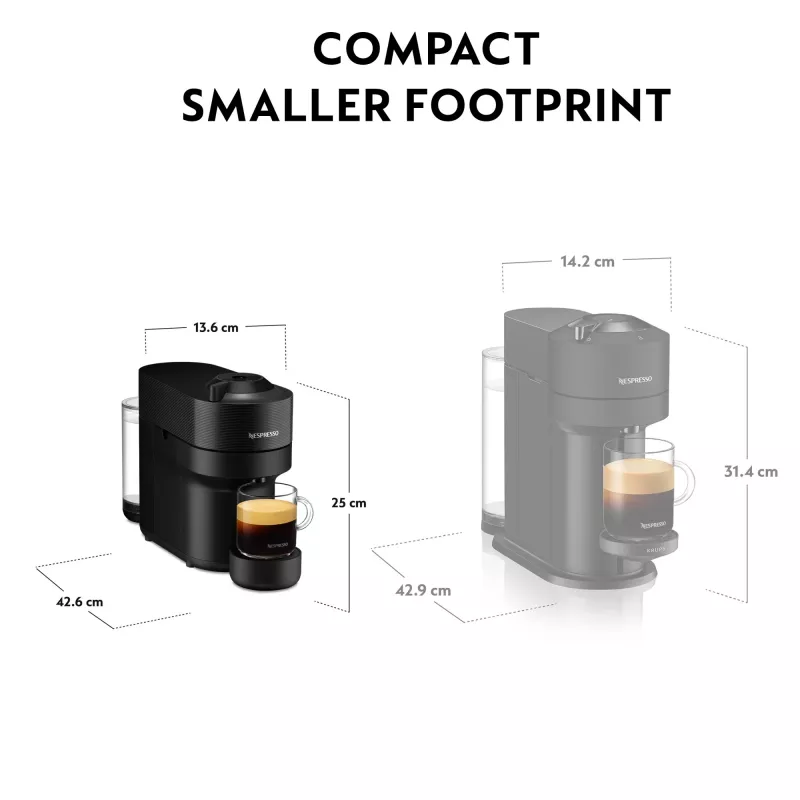 De’Longhi NESPRESSO® Vertuo Pop ENV90.B – Lagritsavärvus, kapselkohvimasin, 0,56 L, Kohvikapsel, 1260 W, Must