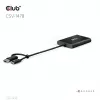 Videopoolitaja Club 3D CSV-1478 USB USB-C (koos USB-A adapteriga) kuni kaks DisplayPort 4K60Hz, Must