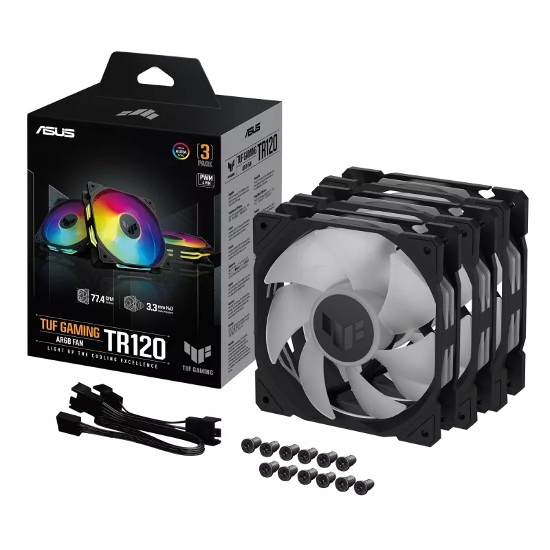 ASUS TUF GAMING TR120 ARGB 3IN1 Must Arvutikorpuse õhkjahuti 12 cm