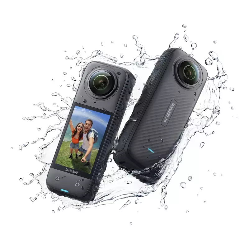Tegevuskaamera Insta360 X4 — 72 MP, 8K (7680×3840) CMOS, 1/2-tolline sensor, sisseehitatud ekraan, Wi‑Fi, 120 fps, MicroSD, 602 g, must