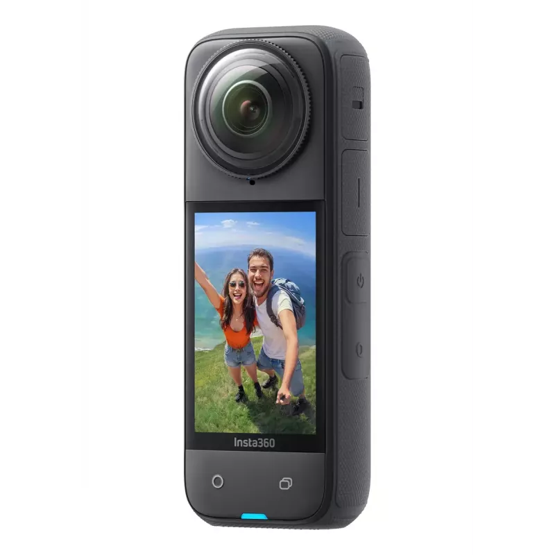 Tegevuskaamera Insta360 X4 — 72 MP, 8K (7680×3840) CMOS, 1/2-tolline sensor, sisseehitatud ekraan, Wi‑Fi, 120 fps, MicroSD, 602 g, must