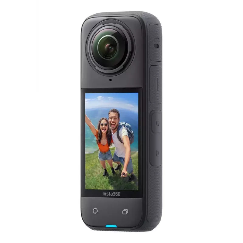 Tegevuskaamera Insta360 X4 — 72 MP, 8K (7680×3840) CMOS, 1/2-tolline sensor, sisseehitatud ekraan, Wi‑Fi, 120 fps, MicroSD, 602 g, must
