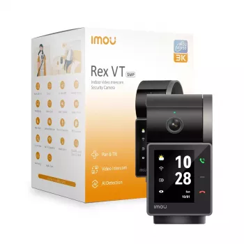 IP turvakaamera IMOU Rex VT Pro — siseruumide lauale paigaldatav, 2880×1620, 3,6mm, 8× digitaalne suum, 87°×48° vaatenurgad, 2,4-tolline ekraan