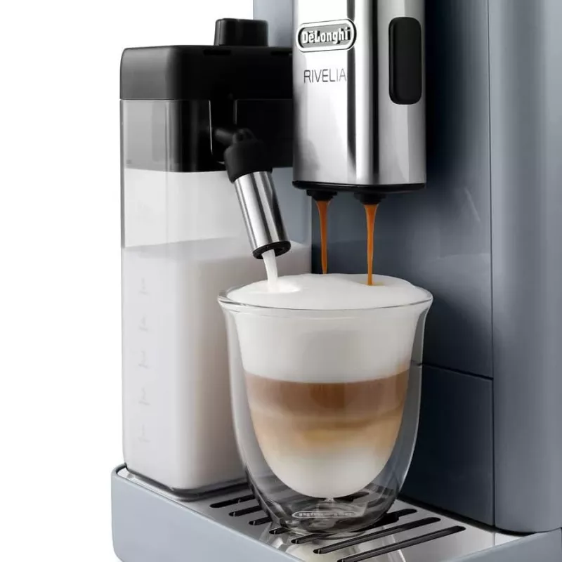 Espressomasin De’Longhi Rivelia EXAM440.55.g — täisautomaatne, 1,4 L veepaak, 250 g veski, 19 baari, TFT puuteekraan