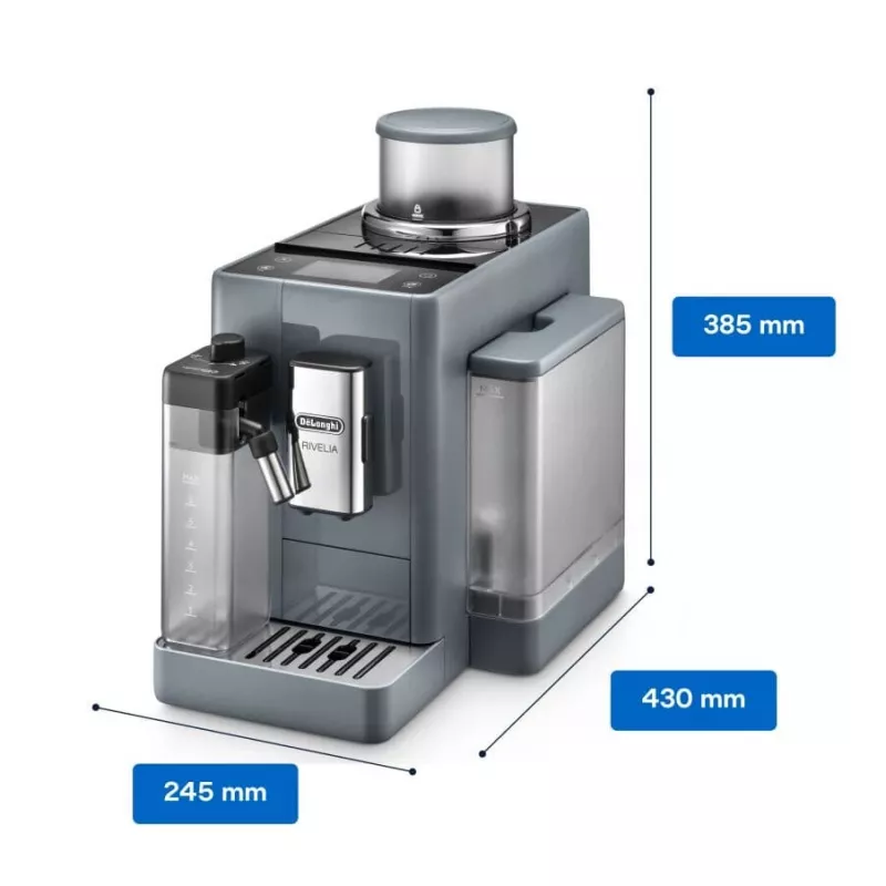 Espressomasin De’Longhi Rivelia EXAM440.55.g — täisautomaatne, 1,4 L veepaak, 250 g veski, 19 baari, TFT puuteekraan