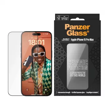 PanzerGlass ® Ceramic Protection iPhone 15 Pro Max jaoks | Ultra-Wide Fit koos EasyAligneriga