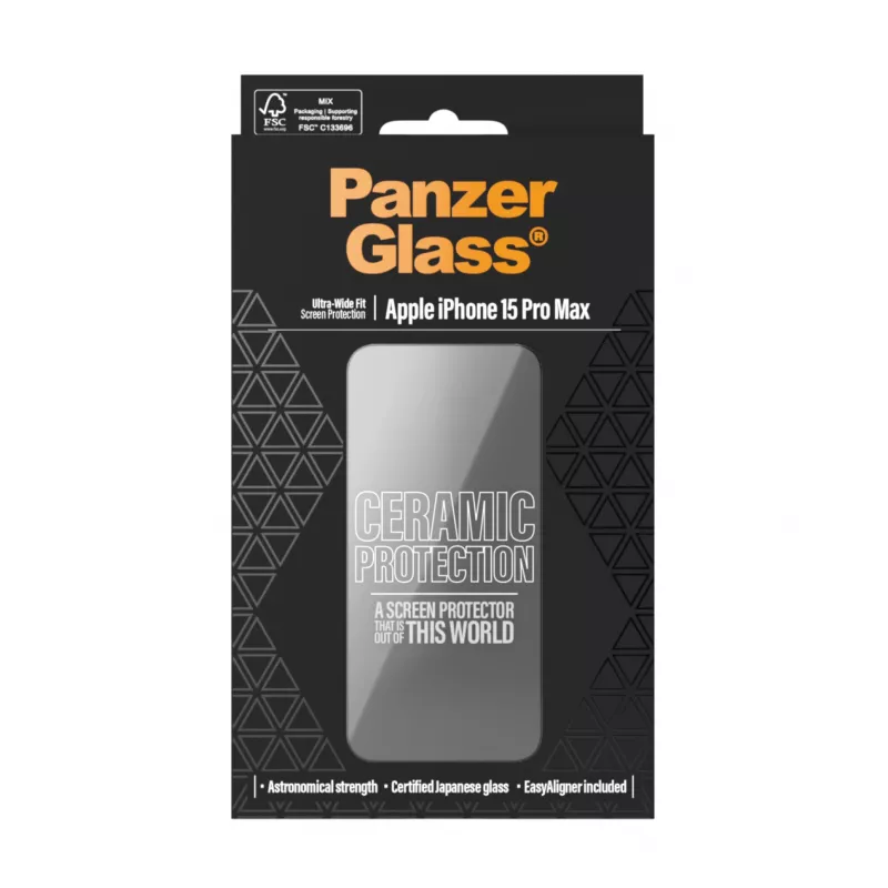 PanzerGlass ® Ceramic Protection iPhone 15 Pro Max jaoks | Ultra-Wide Fit koos EasyAligneriga
