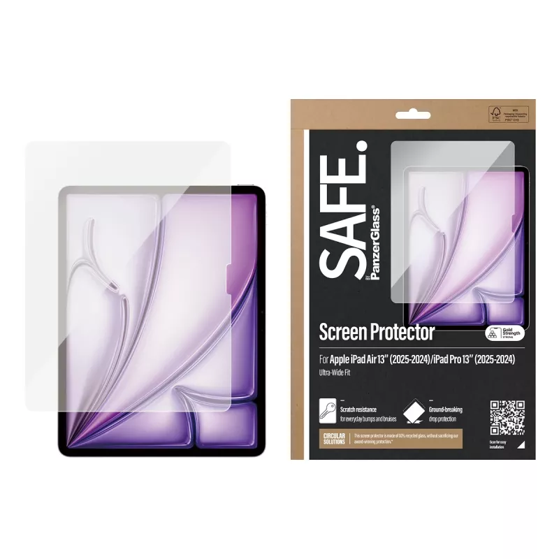 PanzerGlass SAFE. by ® ekraanikaitse iPad Air 13'' (2024-2026) |iPad Pro 13'' (2024-2025) | ülilai sobivus