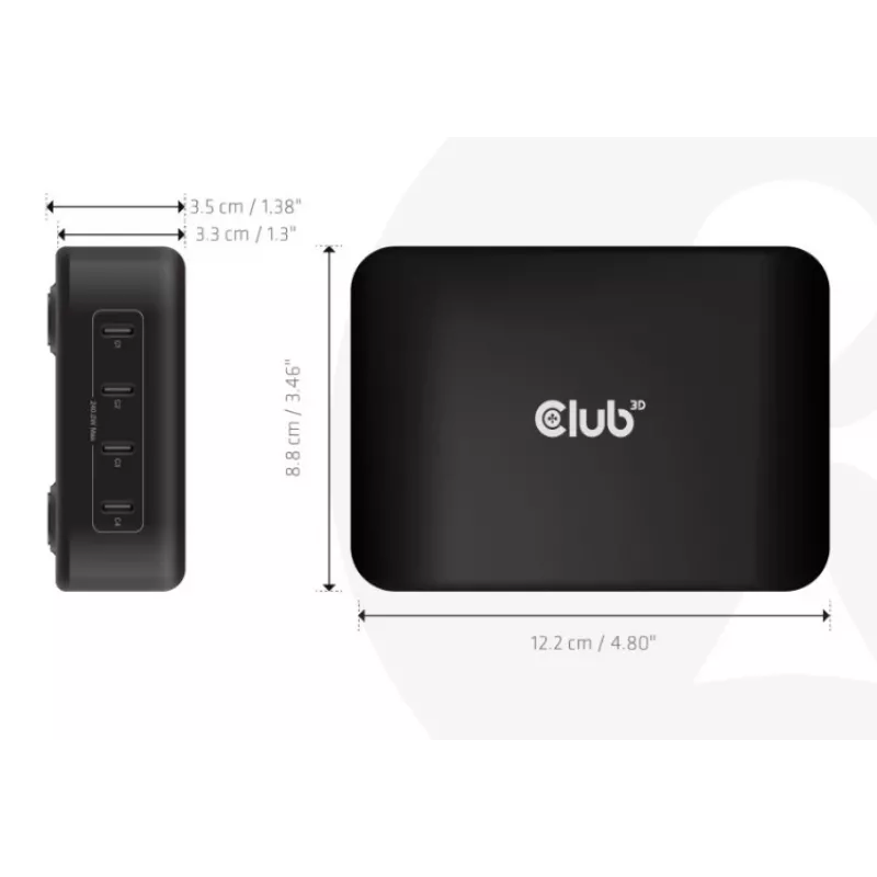 Mobiilseadme laadija CLUB3D CAC-1918 universaalne must AC 4 USB Type-C porti
