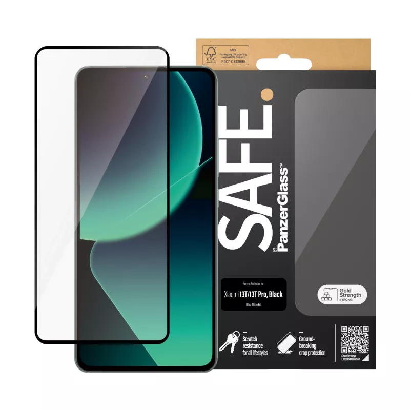 PanzerGlass SAFE. by ® Ekraanikaitse Xiaomi 13T | 13T Pro | Ultra-Wide Fit