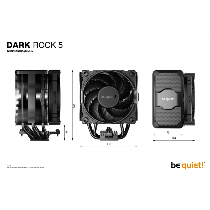 be quiet! DARK ROCK 5 Protsessori õhkjahuti 12 cm Must 1 tk