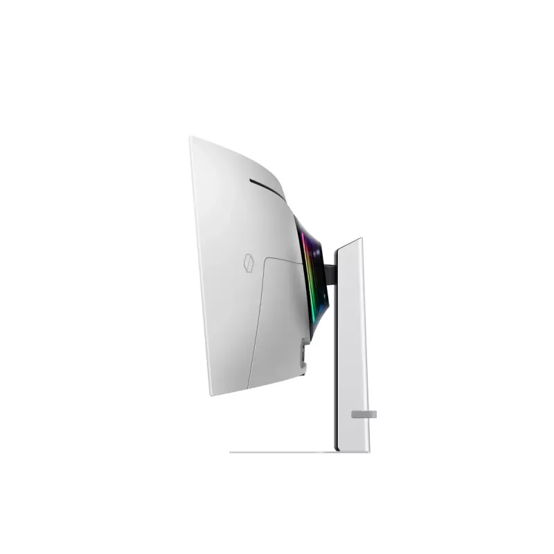 49-tolline OLED kõver monitor Samsung S49DG934SU — 5120×1440 Dual QHD, 32:9, 0,03 ms, USB-hub, VESA, kõrguse reguleerimine, hõbedane