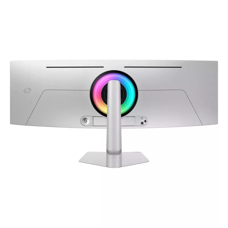 49-tolline OLED kõver monitor Samsung S49DG934SU — 5120×1440 Dual QHD, 32:9, 0,03 ms, USB-hub, VESA, kõrguse reguleerimine, hõbedane