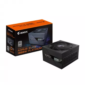 GIGABYTE AORUS ELITE P1000W ICE toiteplokk - PCIe 5.0, 80 PLUS Platinum, täielikult modulaarne disain, 120 mm ventilaator, ATX 3.0 ühilduv, EU pistik