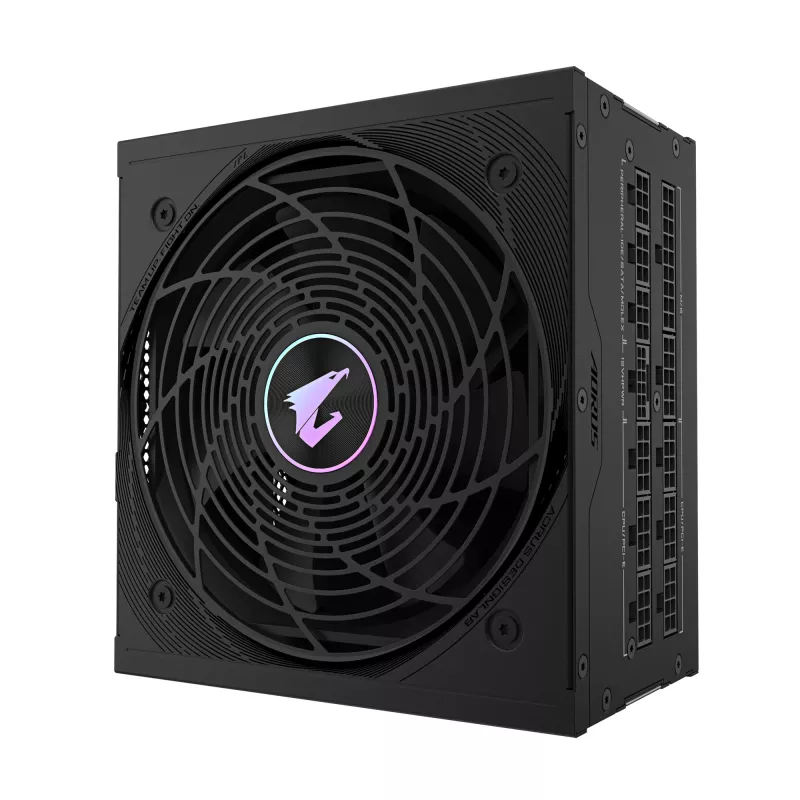GIGABYTE AORUS ELITE P1000W ICE toiteplokk - PCIe 5.0, 80 PLUS Platinum, täielikult modulaarne disain, 120 mm ventilaator, ATX 3.0 ühilduv, EU pistik
