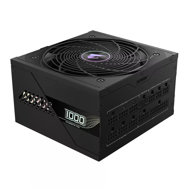 GIGABYTE AORUS ELITE P1000W ICE toiteplokk - PCIe 5.0, 80 PLUS Platinum, täielikult modulaarne disain, 120 mm ventilaator, ATX 3.0 ühilduv, EU pistik