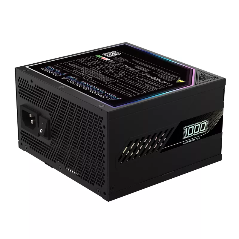 GIGABYTE AORUS ELITE P1000W ICE toiteplokk - PCIe 5.0, 80 PLUS Platinum, täielikult modulaarne disain, 120 mm ventilaator, ATX 3.0 ühilduv, EU pistik