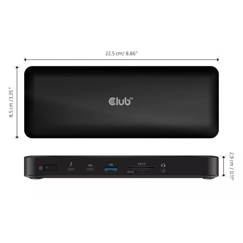 CLUB3D CSV-1583 sülearvuti dokk/portide replikaator Juhtmega Thunderbolt 4 Must