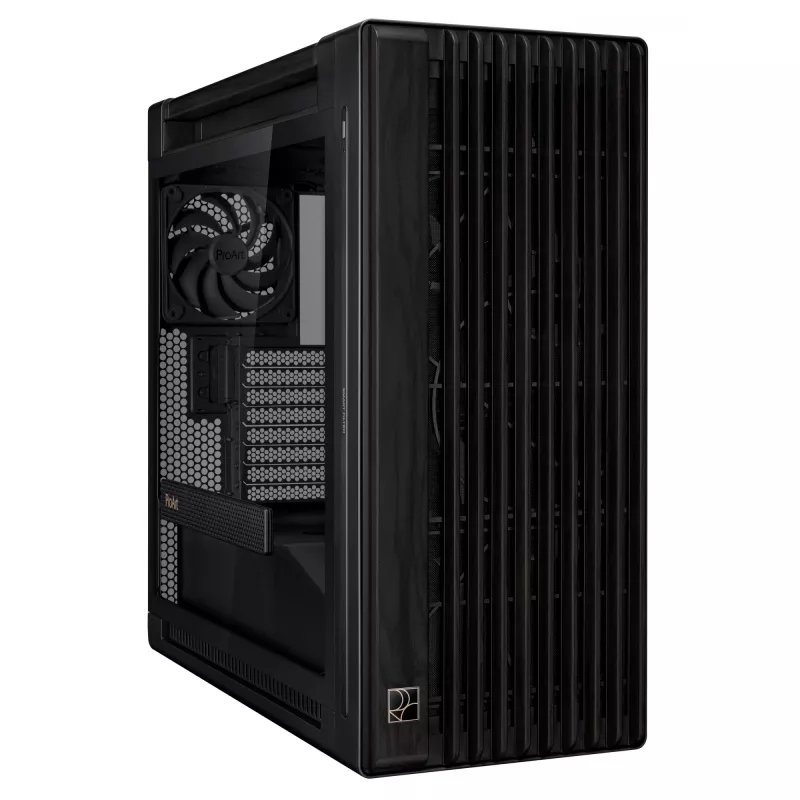 PC Case ASUS ProArt PA602 Wood Edition Midi Tower Must — Puit, ATX/EATX tugi, karastatud klaas, 4×3,5 tolli / 8×2,5 tolli, GPU kuni 450 mm